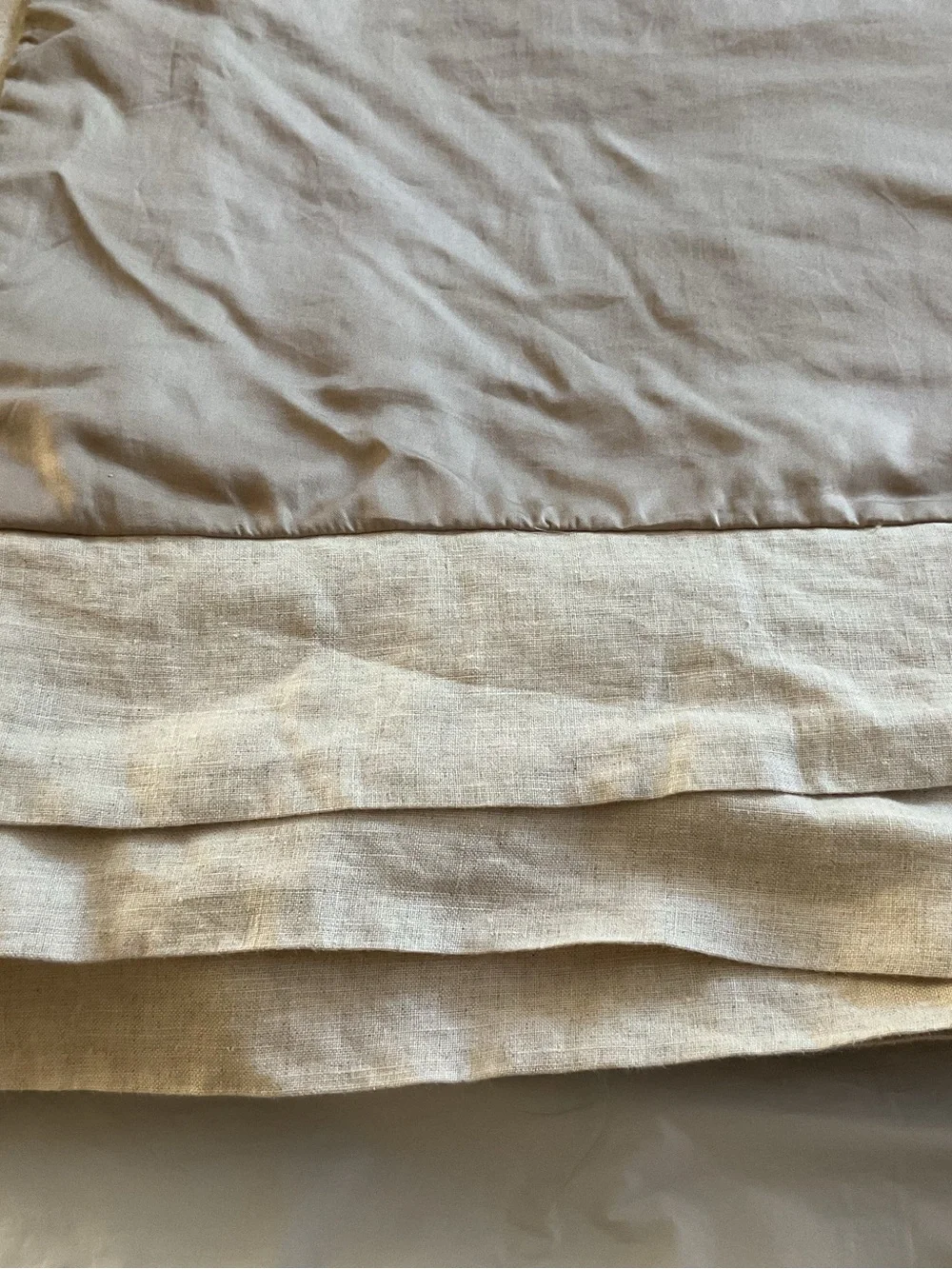 Pottery Barn Silky Tencel Lyocell Queen Duvet Cover Flax Linen Borders 3PCS
